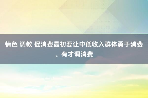 情色 调教 促消费最初要让中低收入群体勇于消费、有才调消费